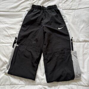 Vintage 90s Nike Black Windbreaker Pants Youth Medium Ankle Zip Swoosh Lined